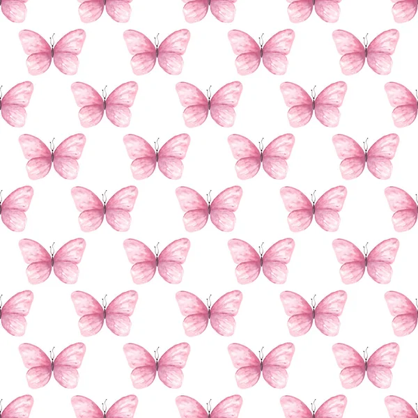 Απαλό ροζ πεταλούδα απρόσκοπτη μοτίβο ράστερ — Φωτογραφία Αρχείου