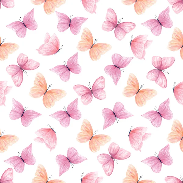 Πολύχρωμες πεταλούδες υδατογραφίεςομαλή μοτίβο — Φωτογραφία Αρχείου