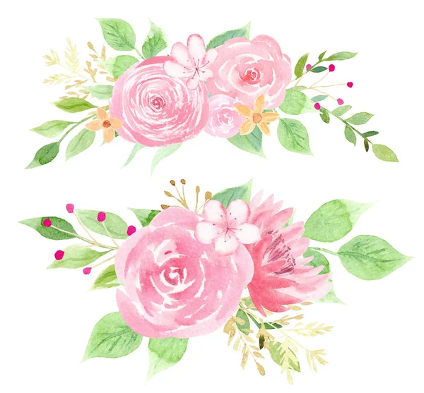 Elegáns rózsaszín virágzás raszteres illusztráció — Stock Fotó