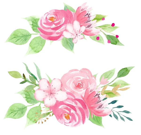 Hermosas flores rosadas raster ilustración — Foto de Stock