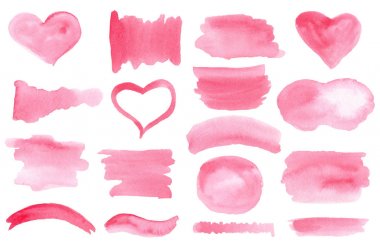 Suluboya fırça darbesi, soyut el çizilmiş illüstrasyon seti