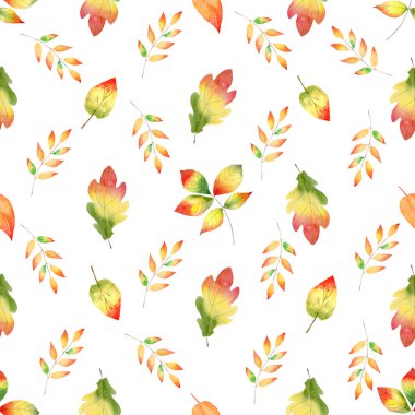 Renkli sonbahar orman yeşillik Dikişsiz suluboya raster desen