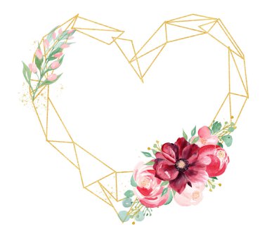 Çiçek dalı suluboya el çizilmiş raster çerçeve şablonu