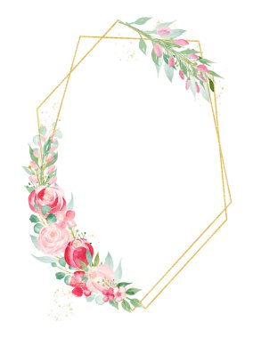 Bahar çiçeği suluboya el çizilmiş raster çerçeve şablonu