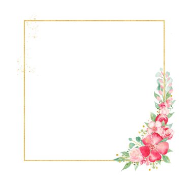 Bahar çiçeği suluboya el çizilmiş raster çerçeve şablonu