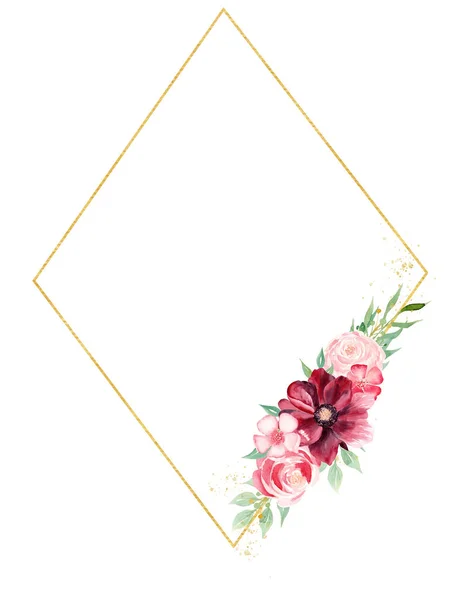 Spring blossom watercolor hand drawn raster frame template — Stock Photo, Image