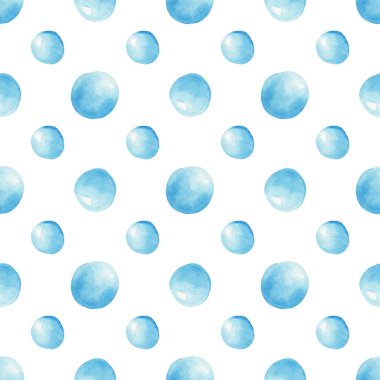 Yuvarlak mavi pahalı inci dikişsiz suluboya raster desen
