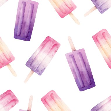 Buzlu çubuklar dikişsiz dijital kağıt. Suluboya el çizimi çizimi.