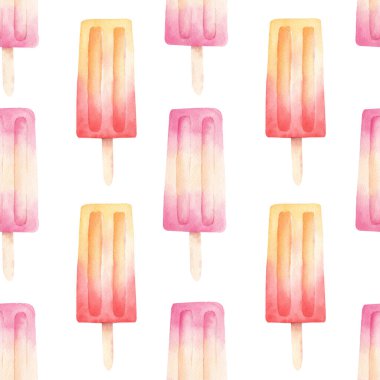 Buzlu buzlu şeker dijital kağıt. Beyaza izole edilmiş elle boyanmış kusursuz bir arka plan. Yaz illüstrasyonu.