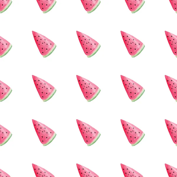 Watercolor Fruta Melancia Clipart Verão Papel Digital Sem Costura Padrão — Fotografia de Stock