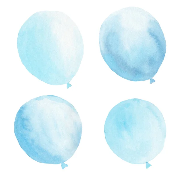 Акварельні світло-блакитні кульки. Ручна розмальована кліпа. Графічна ілюстрація для запрошення дитячого душу, дитяча кімната . — стокове фото