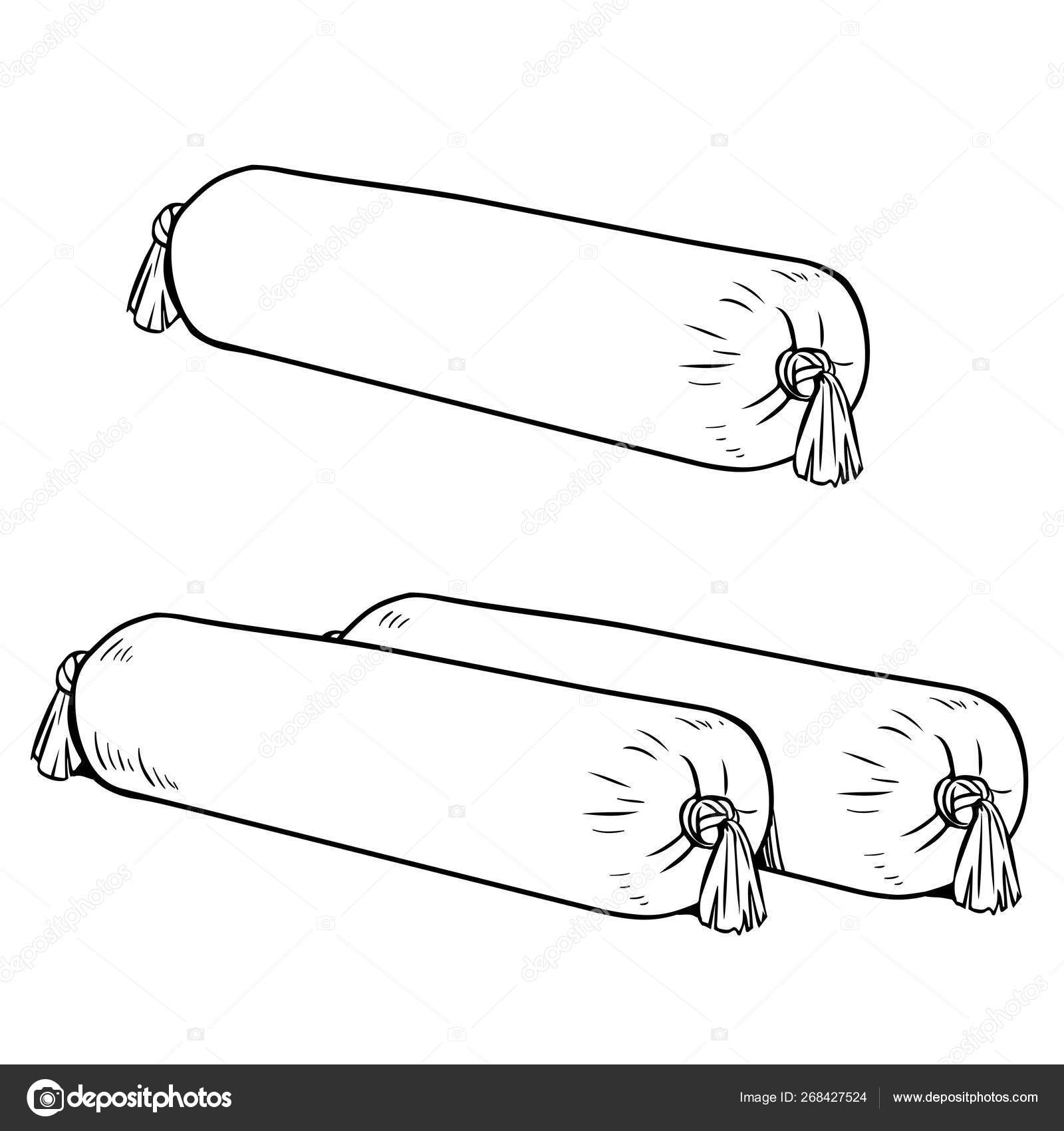 Vector long bolster pillows with tassels Stock Vector Image by ©neizu03
