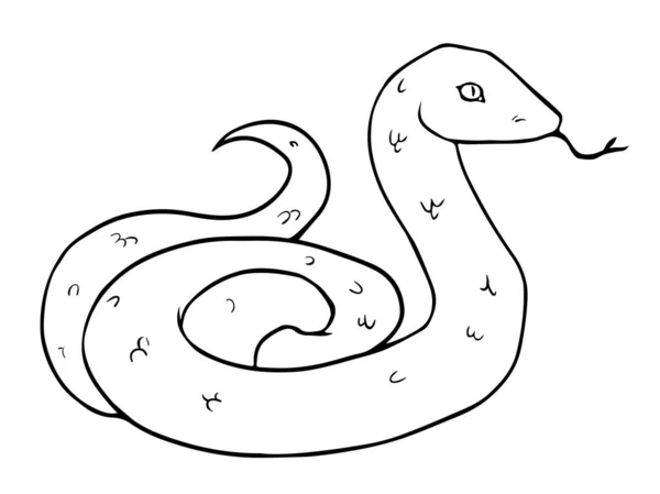 Desenhos animados Ilustração em preto e branco da serpente —  Vetores de Stock