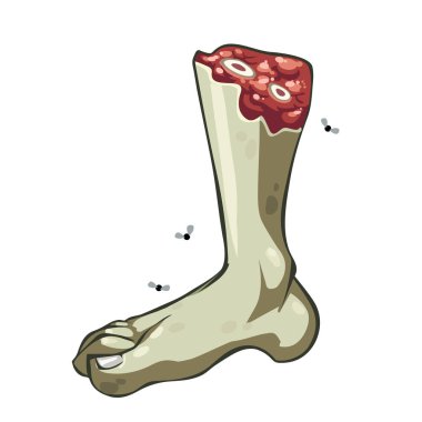 Karikatür vektör çürümüş yeşil bacak kesilmiş