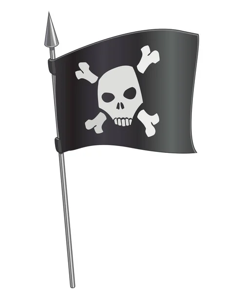 Vector black pirate flag with skull on metal spire — Stock Illustration Vector black pirate flag with skull on metal spire Royalty Free Stock Vectors