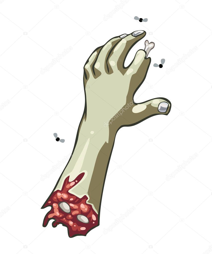 Cartoon vector severed rotten green hand
