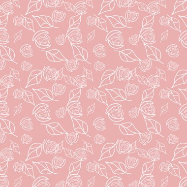 Gül ve yaprakları yumuşak krem arka plan üzerinde seamless modeli.