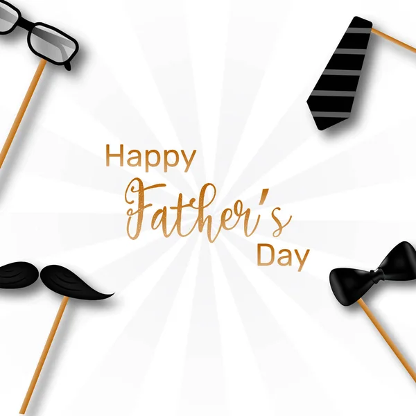 Happy Father Day Template Poster Card Design Illustration Necktie Mustache — Stock Vector