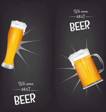 bira cam beyaz köpük ile vektör. bira cam Katalog ve poster için.