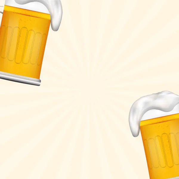 Due Bicchieri Birra Leggera Con Schiuma Progettazione Illustrazione Modelli — Vettoriale Stock