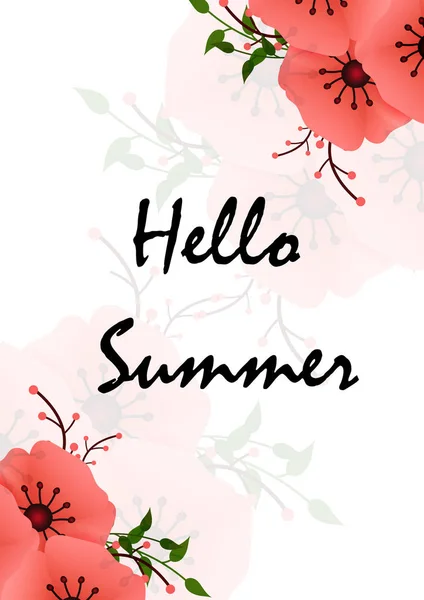 Hallo Sommer Florale Party Flyer Und Vorlage Vektorillustration — Stockvektor