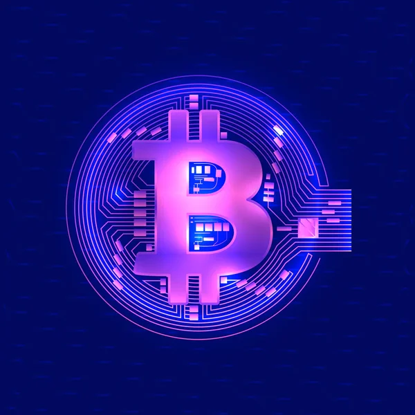 Valuta Virtuale Bitcoin Poster Disegno Vettoriale Carta Parati — Vettoriale Stock