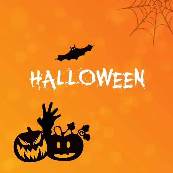 Halloween Zombie Part Affisch Tapet Illustration Orange Bakgrund — Stock vektor