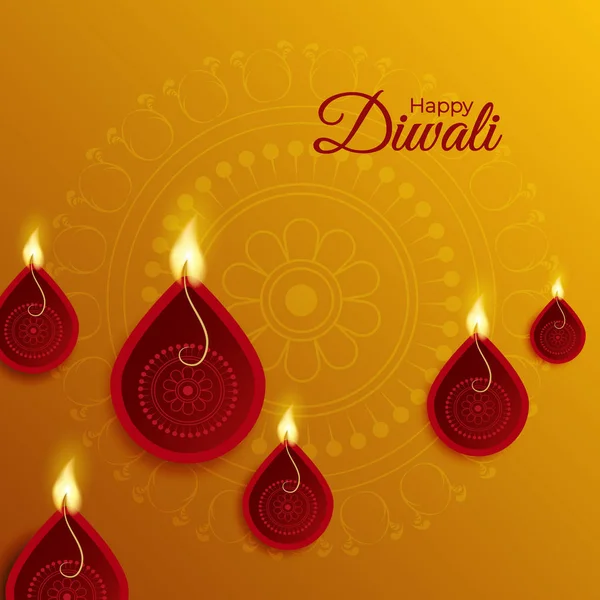 Happy Diwali Party Invitation Card Fireworks — Stock Vector