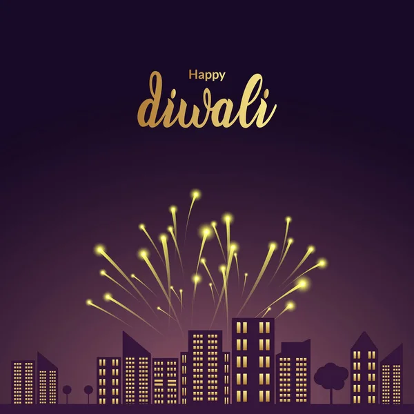 Happy Diwali Party Zaproszenie Fajerwerkami — Wektor stockowy