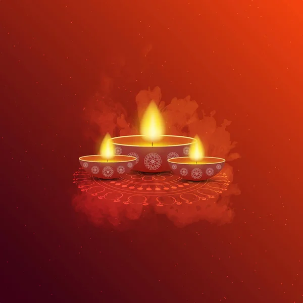 Tarjeta Invitación Fiesta Diwali Feliz Con Fuegos Artificiales — Vector de stock