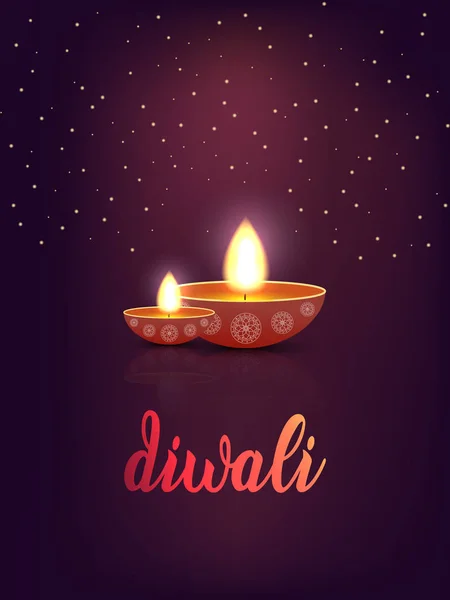Happy Diwali Party Zaproszenie Fajerwerkami — Wektor stockowy