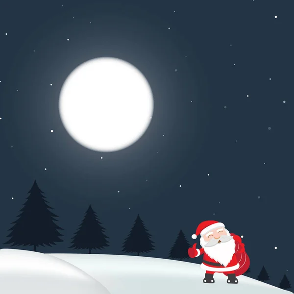 Merry Christmas Landschap Ontwerpen Met Sneeuw Santa Illustratie Voor Achtergrond — Stockvector