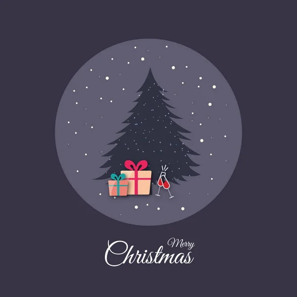 メリー クリスマス ツリーとギフト ボックス ベクトルの壁紙や背景のイラスト — ストックベクタ
