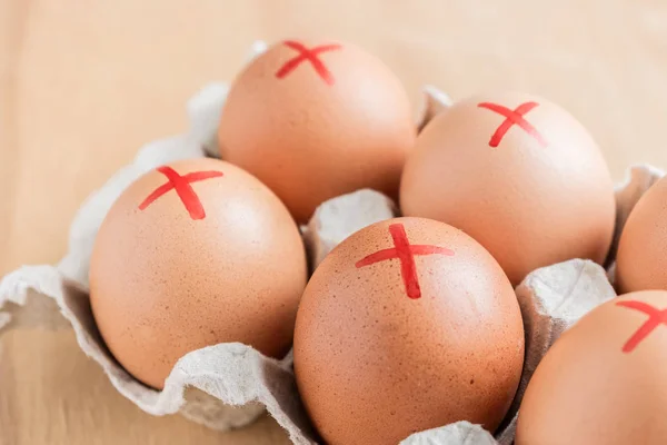 Brown Farm Eggs Red Cross White Carton Eggs Recall Salmonella — Stock Photo, Image