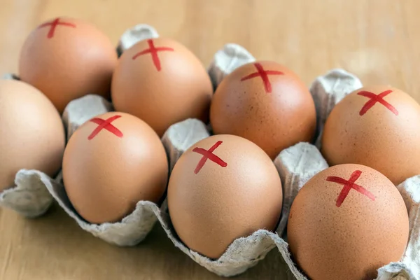 Brown Farm Eggs Red Cross White Carton Eggs Recall Salmonella — Stock Photo, Image