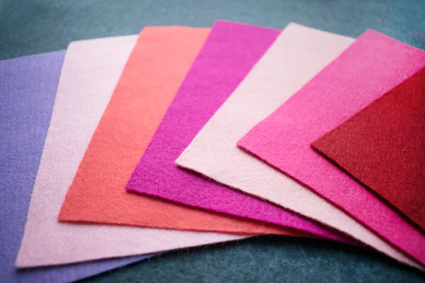 Fan Colored Bright Felt Textile Material Samples Soft Felt Flaps — Stock Photo, Image