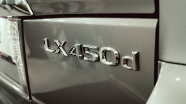  Lexus metac logo closeup Lexus araba motor Show'da otomobil Salon kapatın. Lexus yeni lüks araba, seçici odak