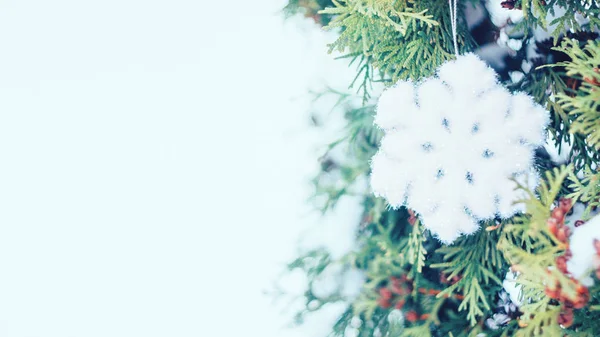Navidad Vacaciones Invierno Fondo Festivo Copo Nieve Brillante Esponjoso Las — Foto de Stock
