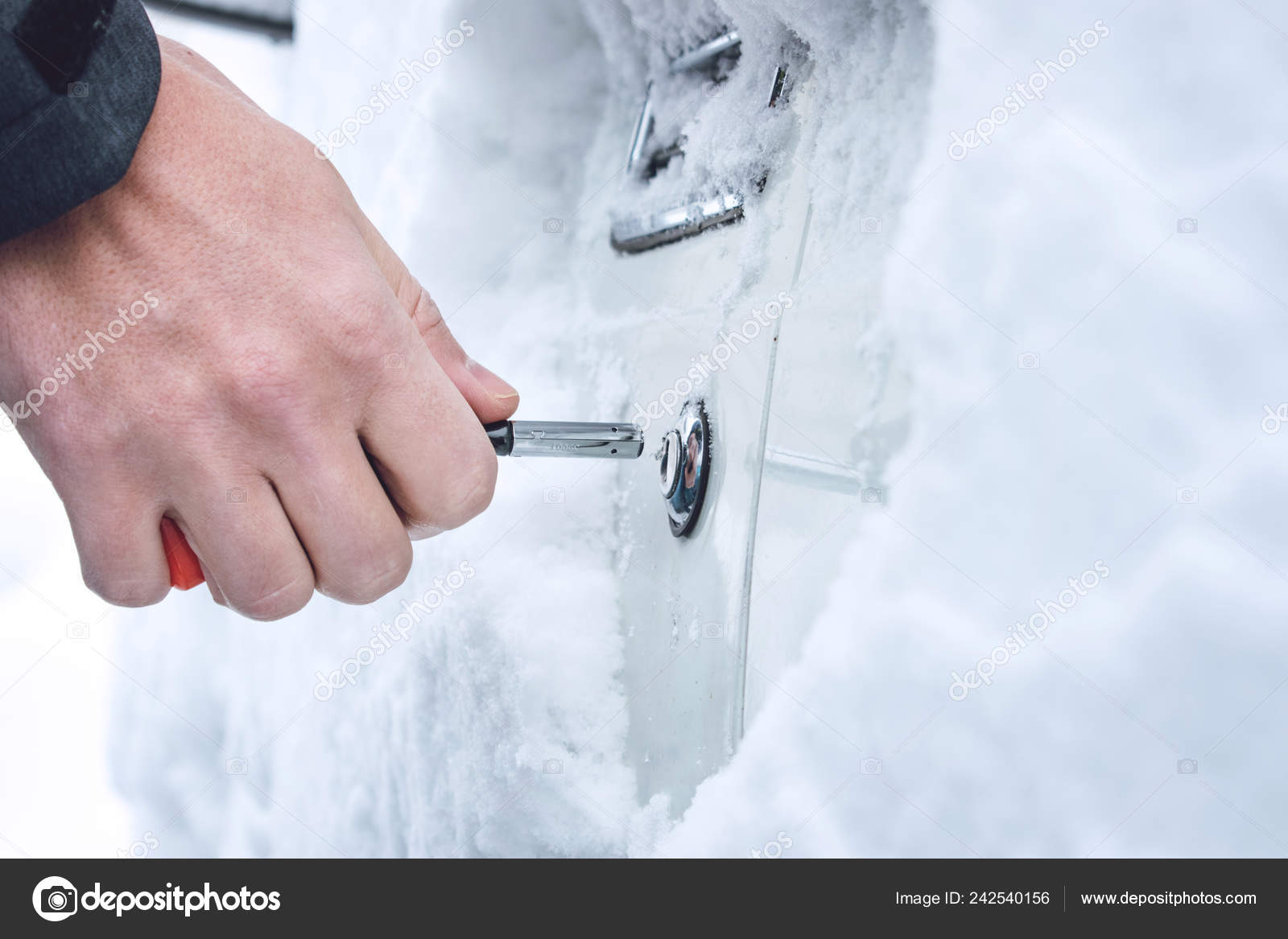 Ways Open Frozen Car Doors Heating Key Male Hand Opening Stock