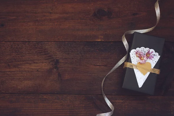 День Святого Валентина День Рождения Craft Подарочная Коробка Декором Черная — стоковое фото