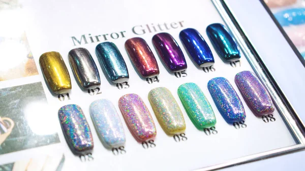 Mirror glitter Nail Polish Color Charts. Nail polish swatches in