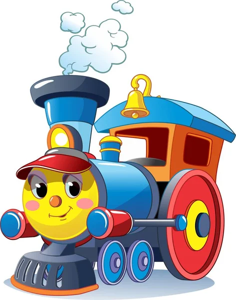 Locomotora Multicolor Divertida Tren Tren Juguete Ilustración Vectorial — Vector de stock
