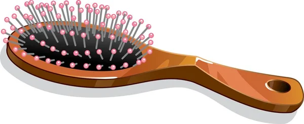 Escova Cabelo Massagem Madeira Estilo Moderno Dos Desenhos Animados Para — Vetor de Stock