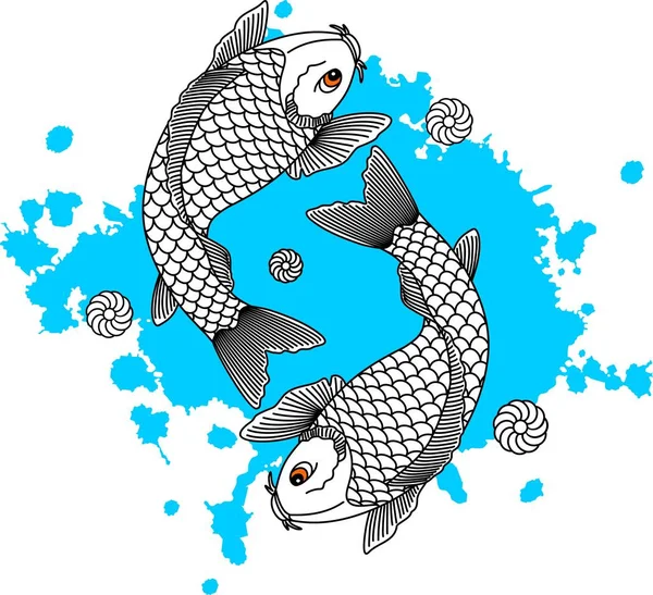 Pescado Koi Carpa Japonesa Ilustración Vectorial — Archivo Imágenes Vectoriales