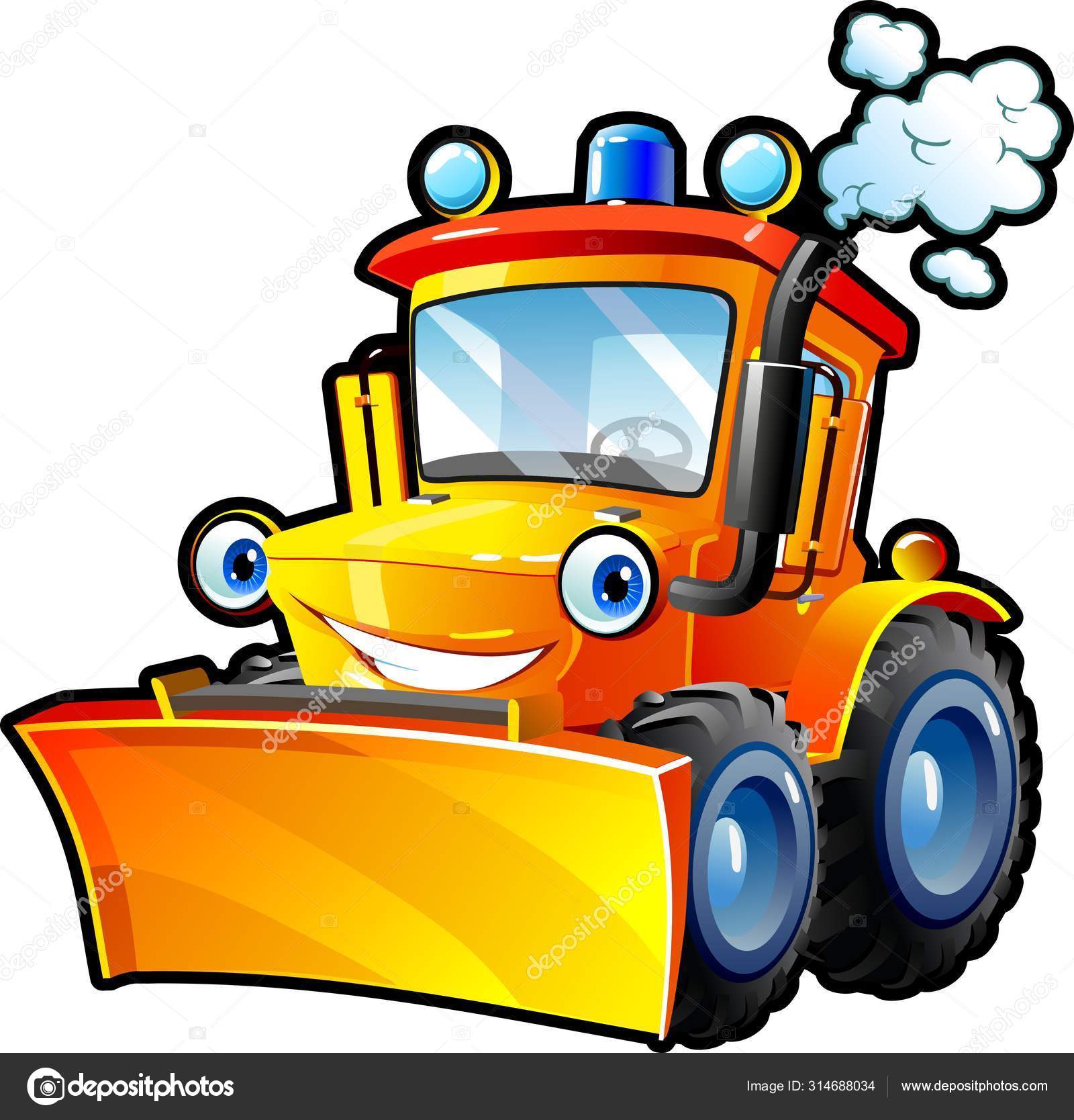 Cheerful Cartoon Tractor Blue Eyes Stock Vector Image by ©VitD #314688034