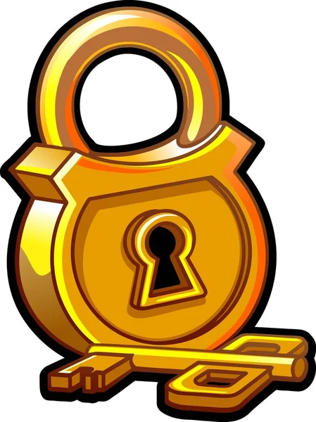 Golden Lock Key — Stock Vector