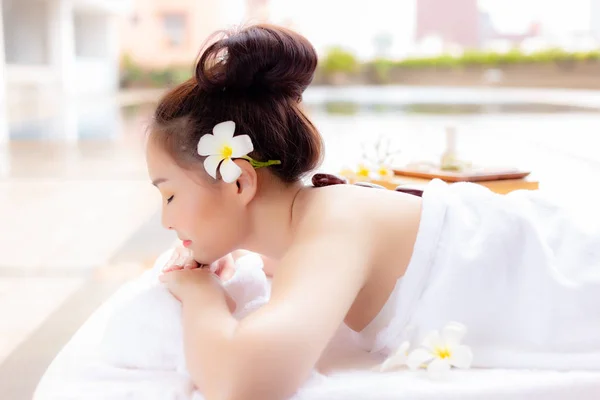 Charming Beautiful Customer Woman Feel Happy Relaxed Comfortable Aromatherapy Spa — Stock Photo, Image