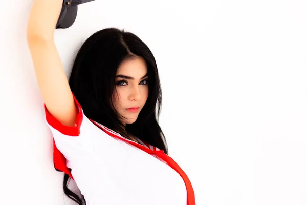 Ritratto Attraente Bella Donna Affascinante Belle Donne Sexy Indossa Uniforme — Foto Stock