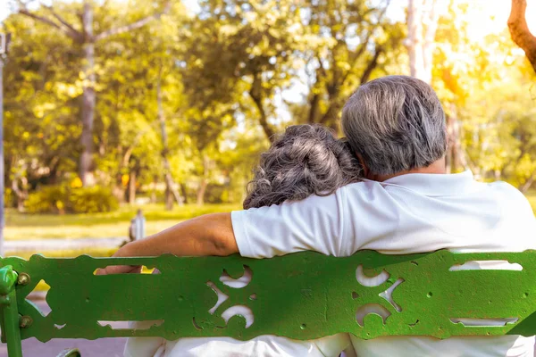 Happy Life Long Lived Concept End Life Older Couple Sitting — Stock Photo, Image