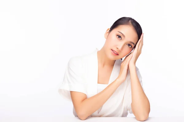 Joven Mujer Asiática Tiene Belleza Facial Piel Retrato Encantadora Hermosa — Foto de Stock